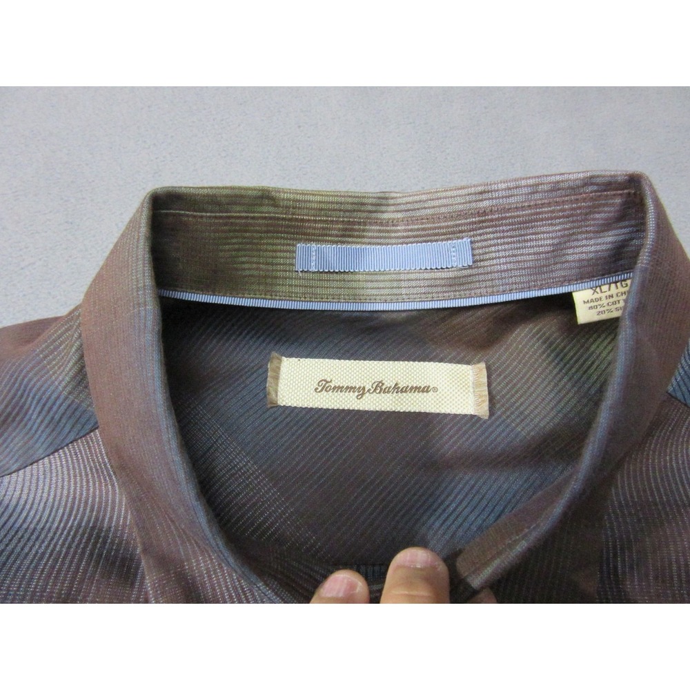 Tommy Bahama Button Up Mens XL Green Excellent Plaid Cotton Silk T35077 - Picture 11 of 15